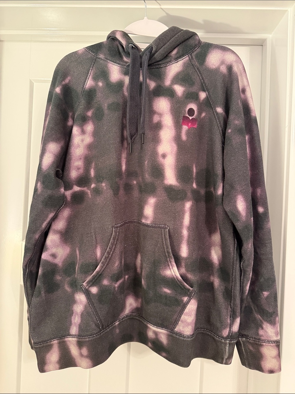 Isabel Marant Tie-Dye Pullover Hoodie in Pink and Charcoal
